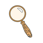 An illustration of a magnifying glass, a custom icon for BE3Designs.